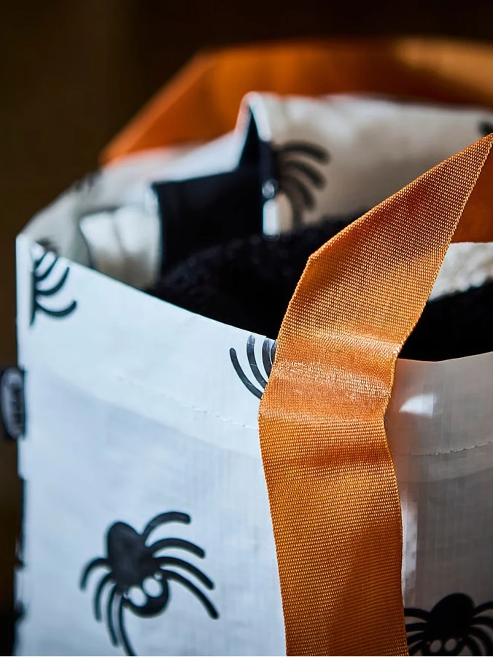 Spider Pattern Tote Bag with Orange Handles